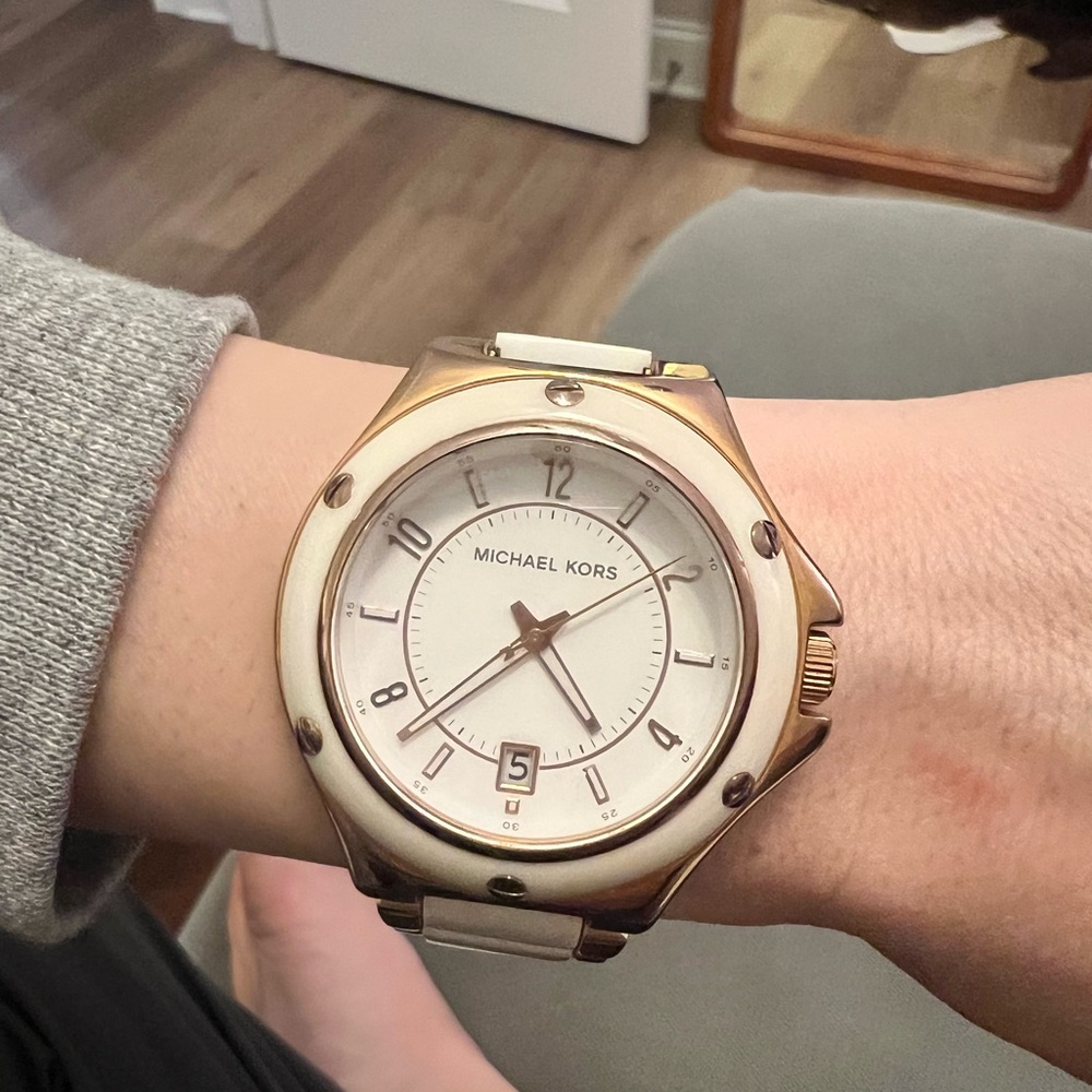 Michael Kors Gold and White Watch